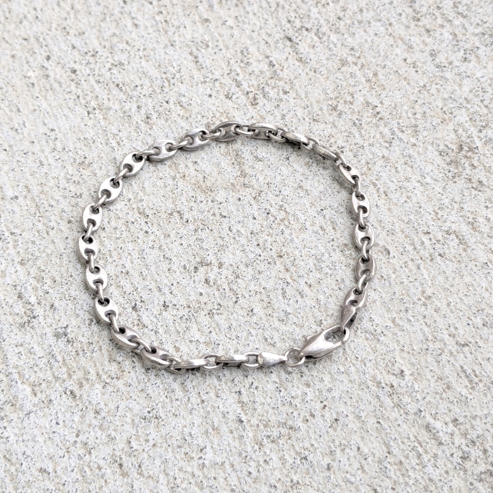 Vintage Milor Sterling Silver Bracelet Anchor Mariner Gucci 7.2y Italy Chain - Picture 2 of 13